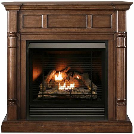 DULUTH FORGE Full Size Dual Fuel Ventless Gas Fireplace With Mantel - 32,000 FDI32R-M-WN